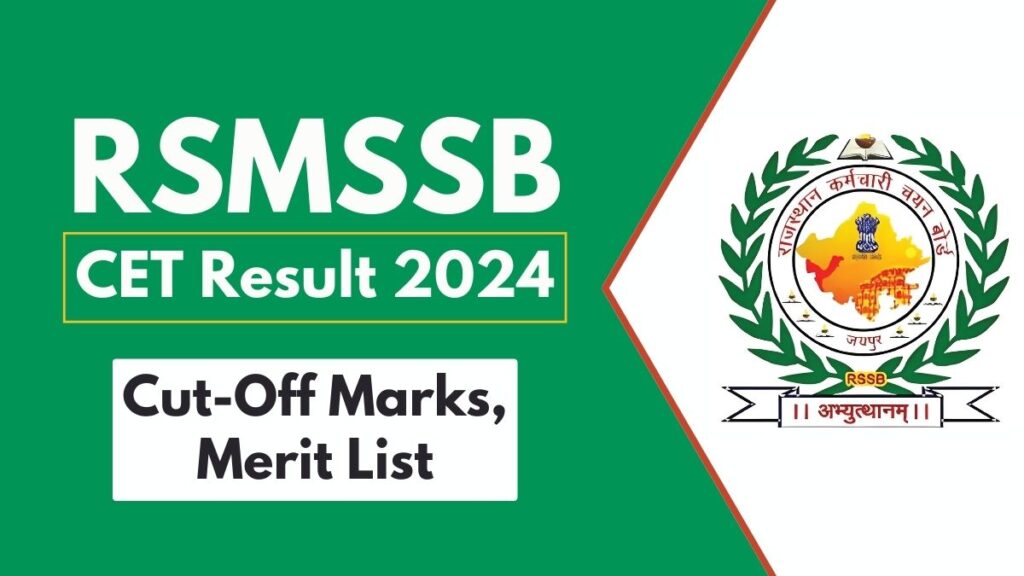 RSMSSB CET Result 2024, Download Merit List and CutOff Marks