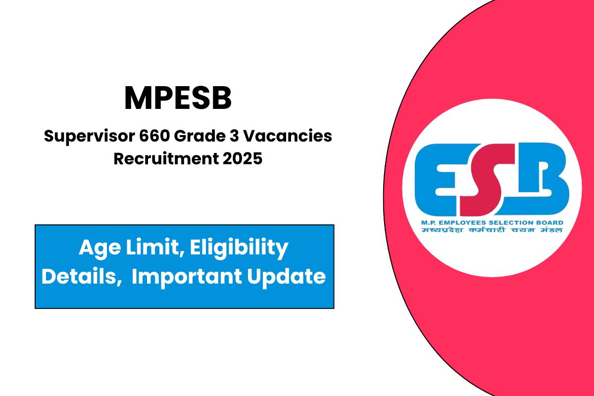 MPESB Supervisor Recruitment 2025 for 660 Grade 3 Vacancies - Check Applying Process Now